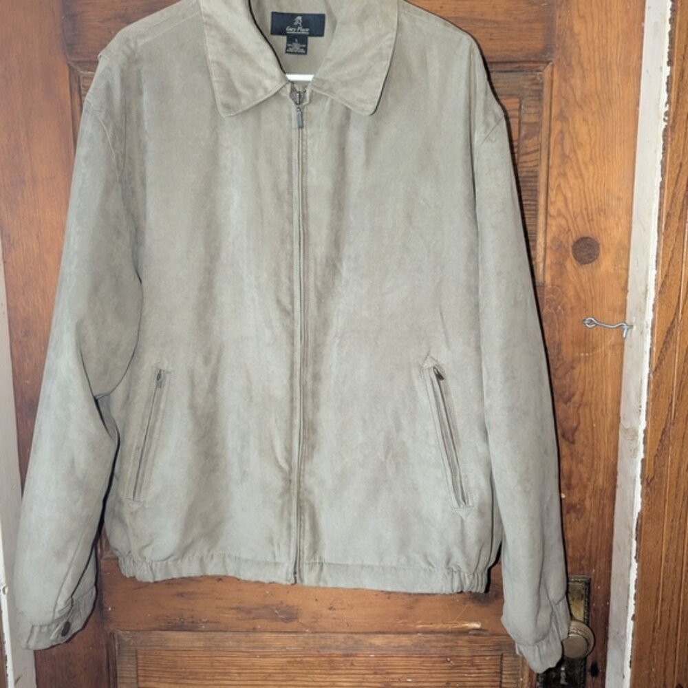 Tan Lightweight Shirt Jacket‎ with Zipper and Elastic Cuffs Vintage